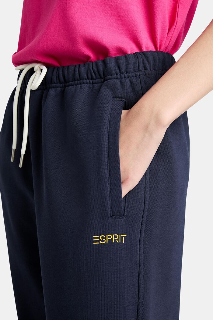Pantalones de felpa unisex de algodón con logotipo, NAVY, detail image number 2