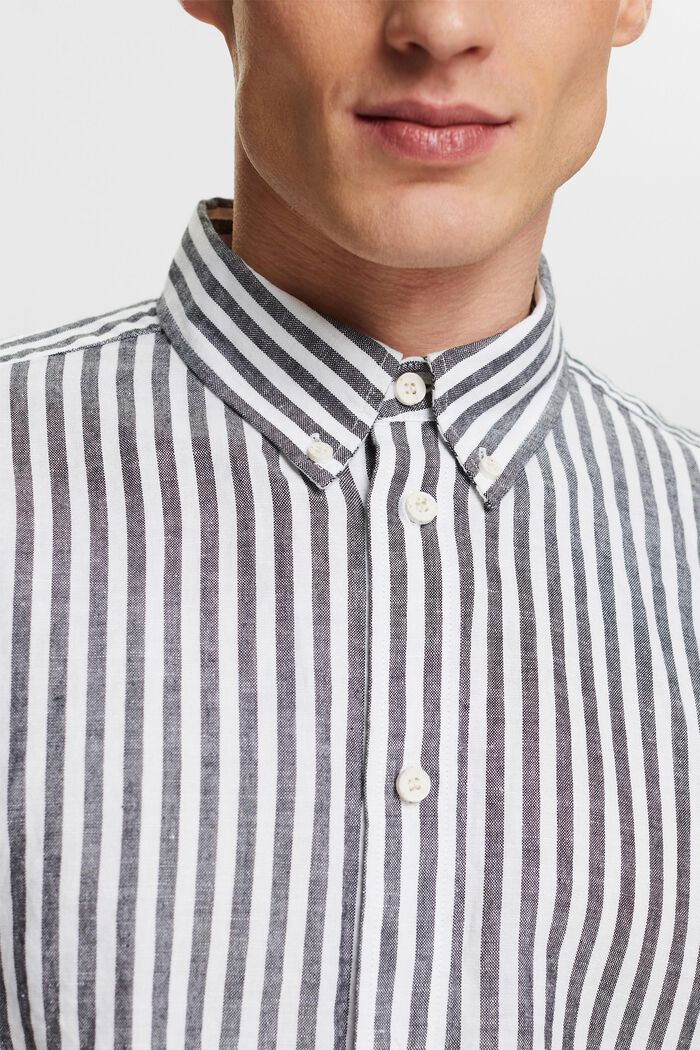 Camiseta de popelina de algodón a rayas, NAVY, detail image number 3
