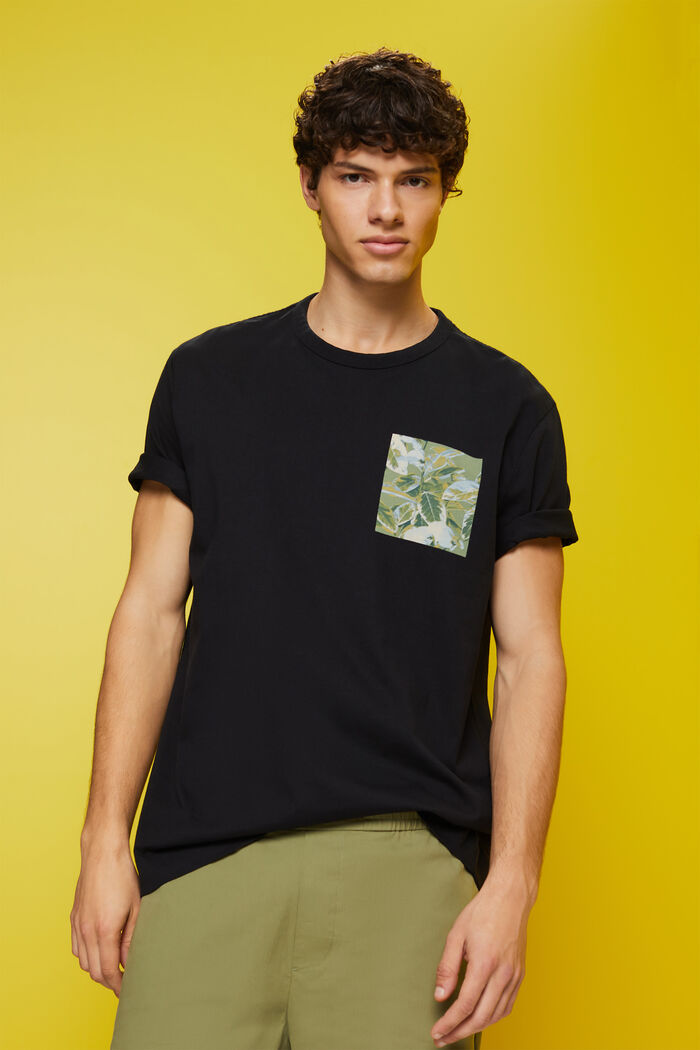 Camiseta de tejido jersey con estampado, 100% algodón, BLACK, detail image number 0