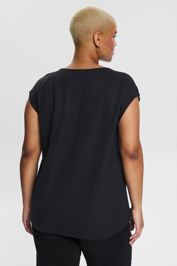CURVY Camiseta con escote en pico, BLACK, detail image number 3