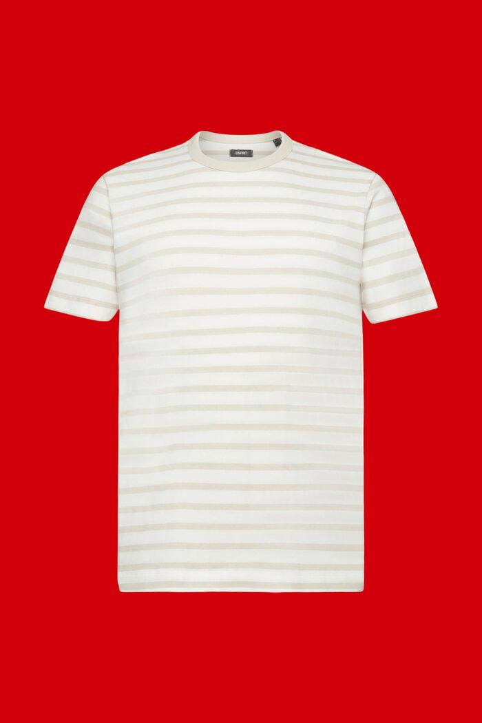 Camiseta con diseño a rayas de algodón sostenible, LIGHT TAUPE, detail image number 6