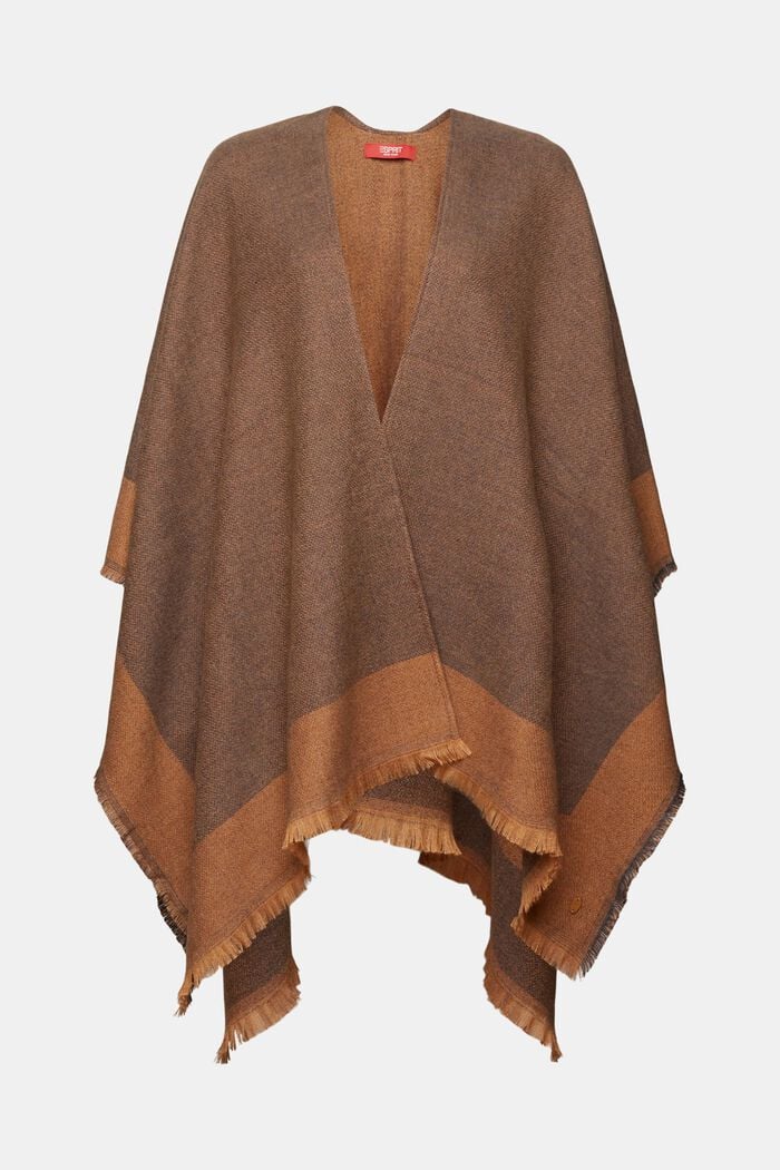 Poncho abierto con diseño reversible, CARAMEL, detail image number 0