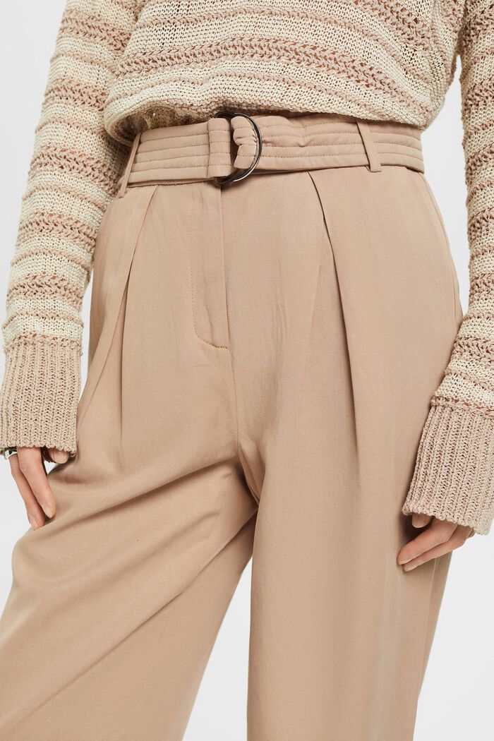 ESPRIT - Pantalones anchos de talle alto en mezcla de lino con cinturón en  nuestra tienda online
