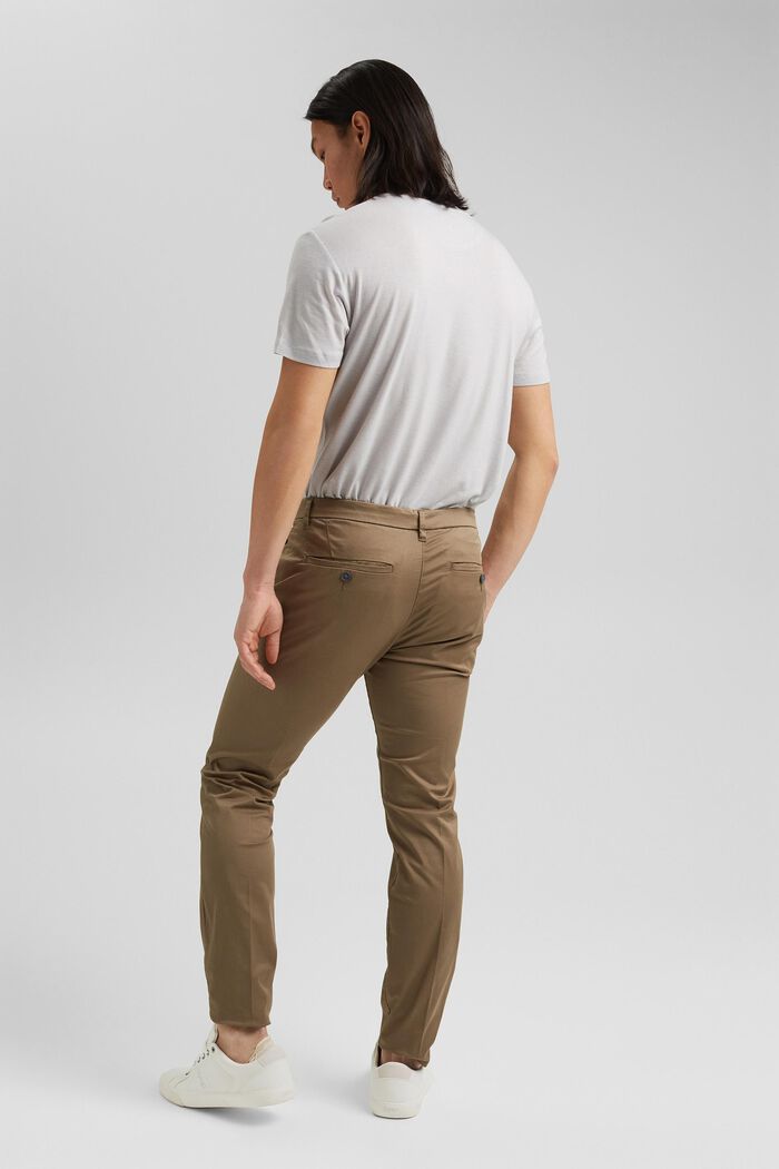 Pantalones chinos elásticos en algodón ecológico, BEIGE, detail image number 3