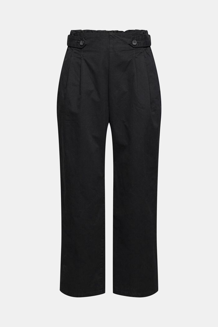 Pantalón tobillero con cintura elástica, 100% algodón, BLACK, overview