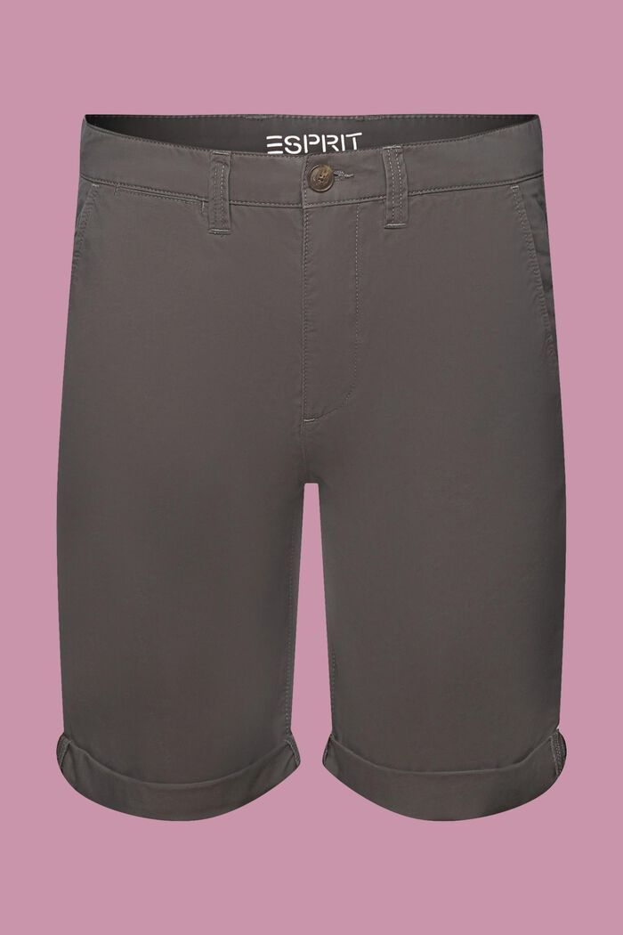 Pantalones cortos estilo chino en algodón sostenible, DARK GREY, detail image number 7