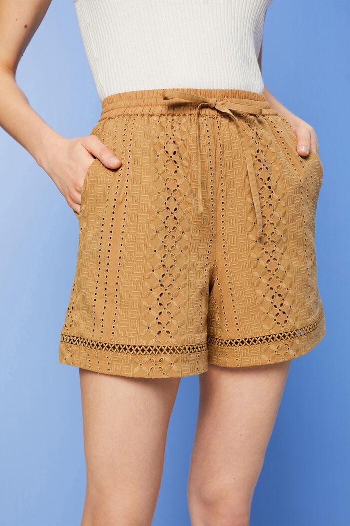 Pantalones cortos bordados, LENZING™ ECOVERO™, KHAKI BEIGE, detail image number 2