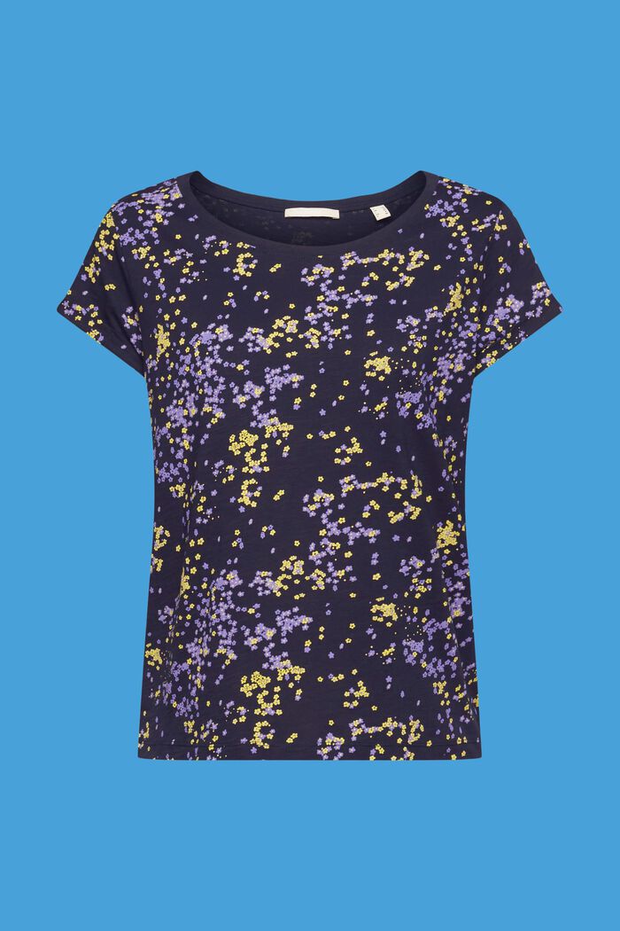 Camiseta de algodón con estampado floral, NAVY, detail image number 5