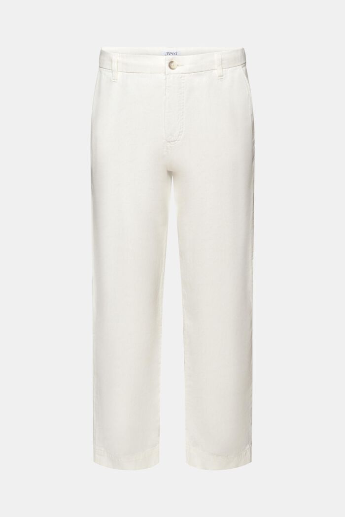 Pantalón Straight en lino y algodón, OFF WHITE, detail image number 7