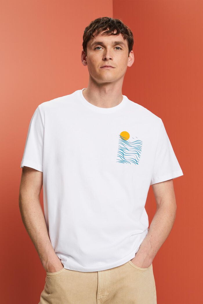 Camiseta de tejido jersey con estampado, 100% algodón, WHITE, detail image number 0