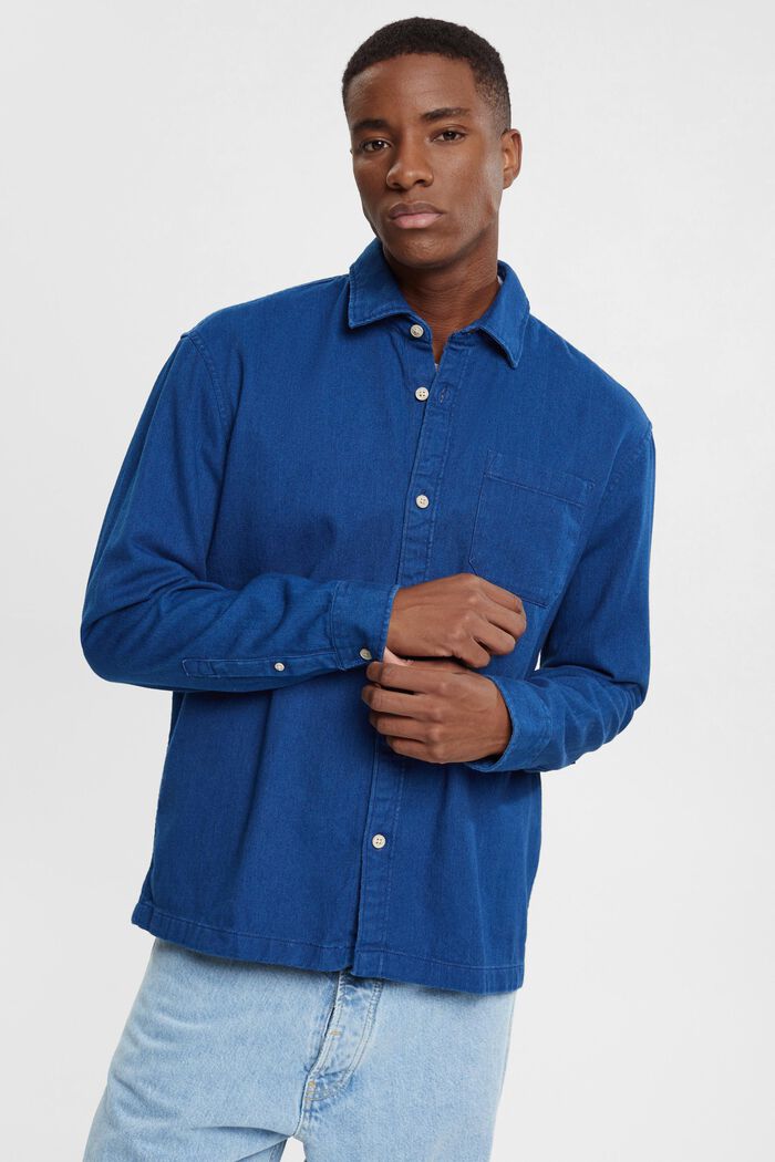 Camisa de sarga firme, DARK BLUE, detail image number 0