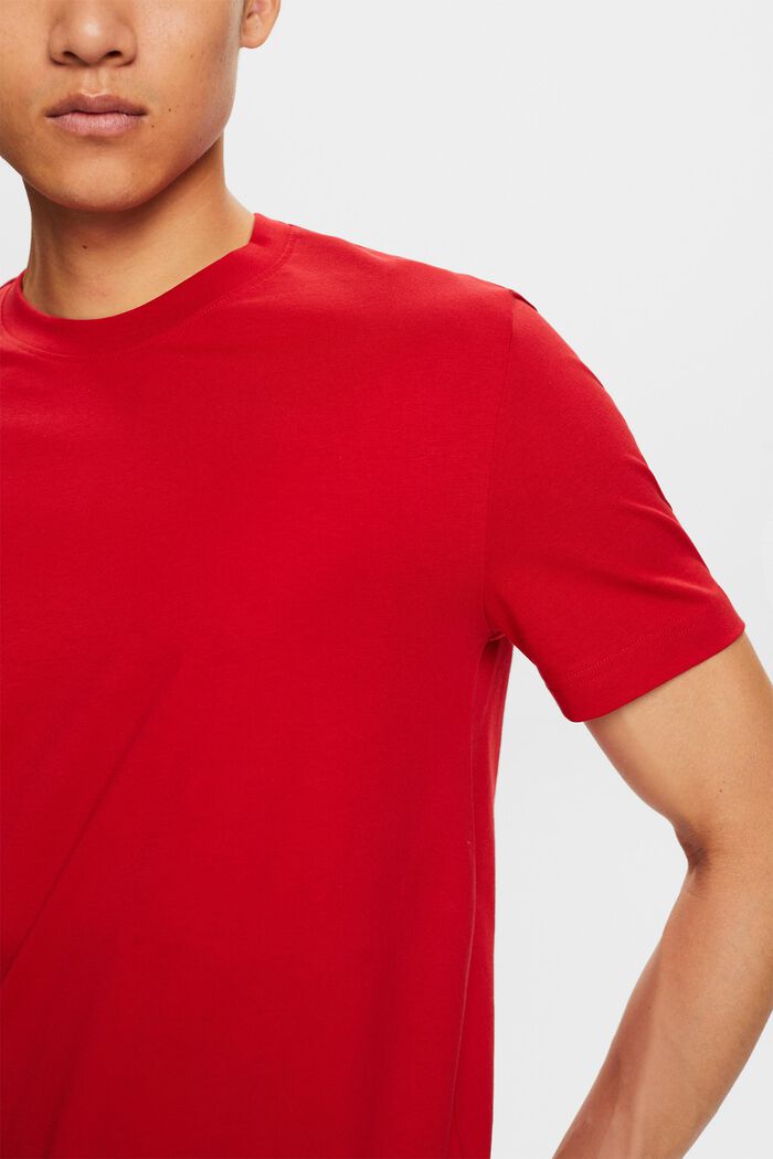 Camiseta de cuello redondo en tejido jersey de algodón Pima, DARK RED, detail image number 2