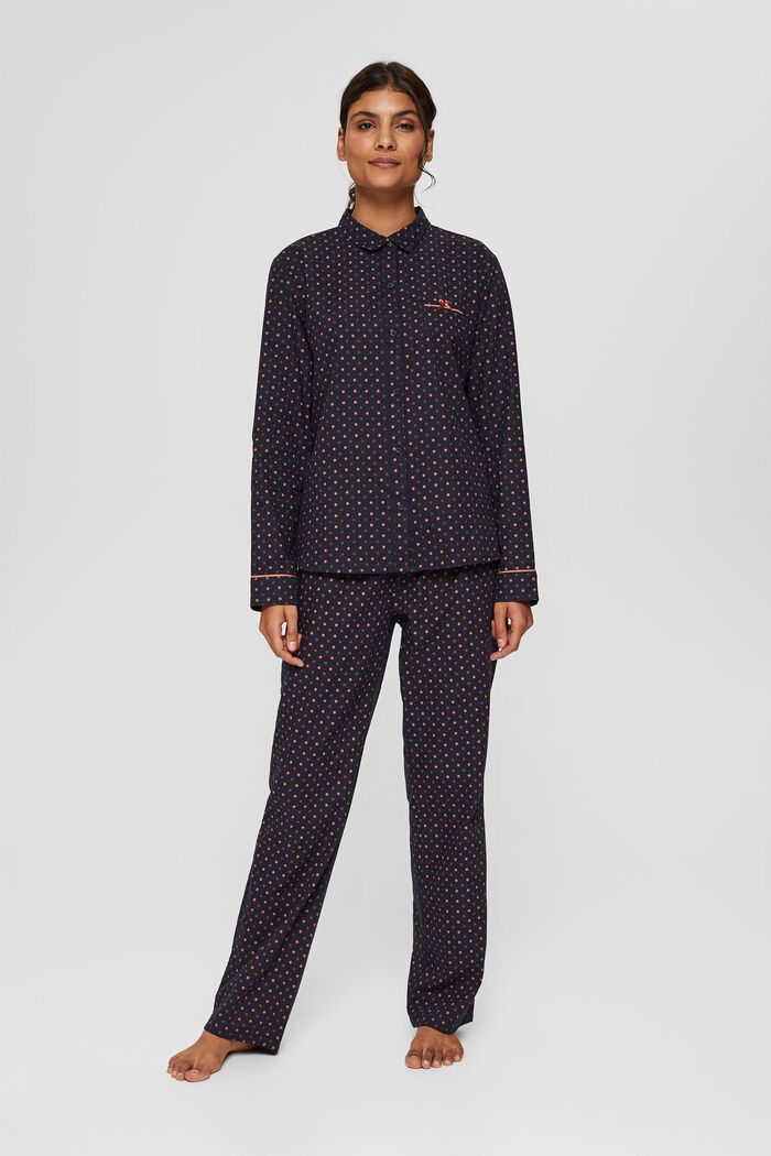 Pijama con estampado de lunares, 100% algodón ecológico, NAVY, detail image number 0