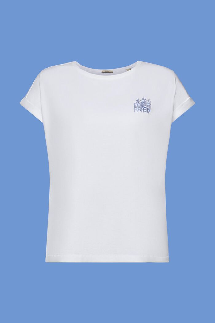 Camiseta con mini estampado, 100% algodón, WHITE, detail image number 6