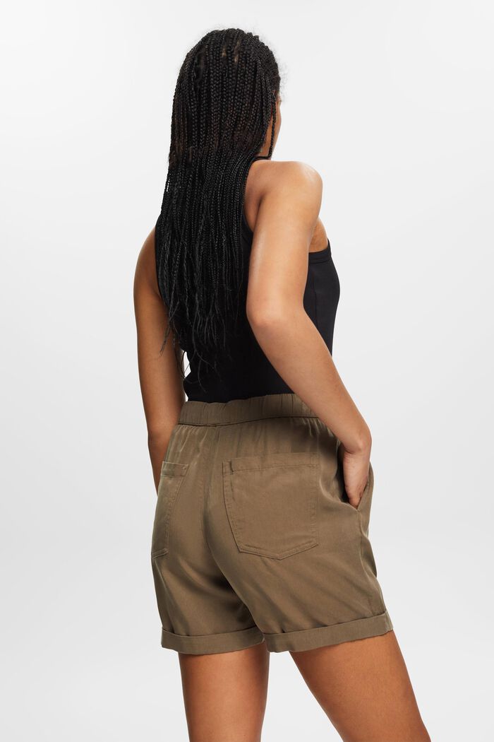 Pantalón corto TENCEL™ con lazada en la cintura, KHAKI GREEN, detail image number 3
