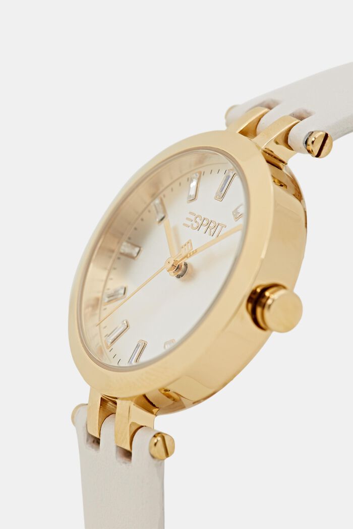 Reloj con pulsera de piel, WHITE, detail image number 1
