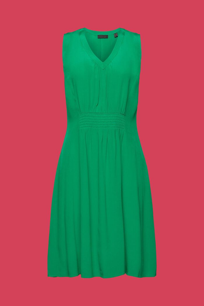 Vestido línea A con cintura fruncida, GREEN, detail image number 6