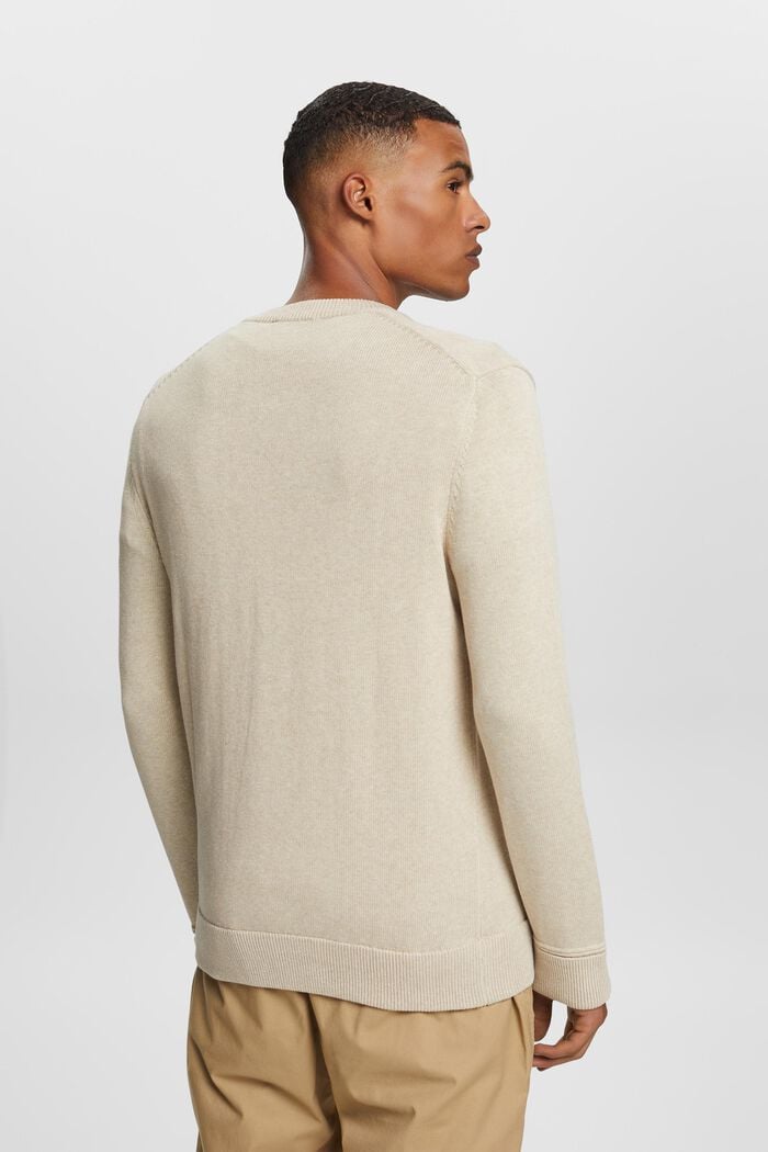 Jersey de algodón con el cuello en pico, SAND, detail image number 3