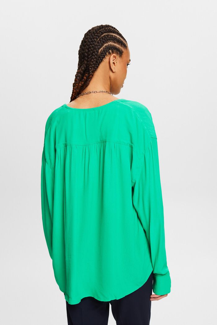 Blusa de crepé con cuello en V, GREEN, detail image number 2