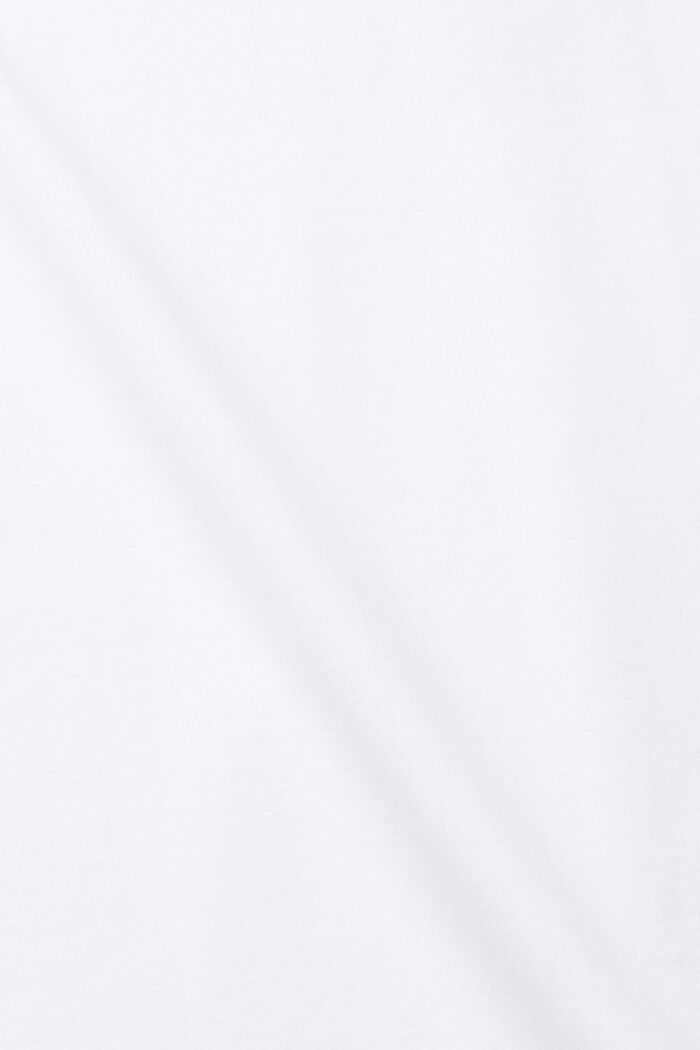 Camiseta entallada de algodón con cuello en pico, WHITE, detail image number 5