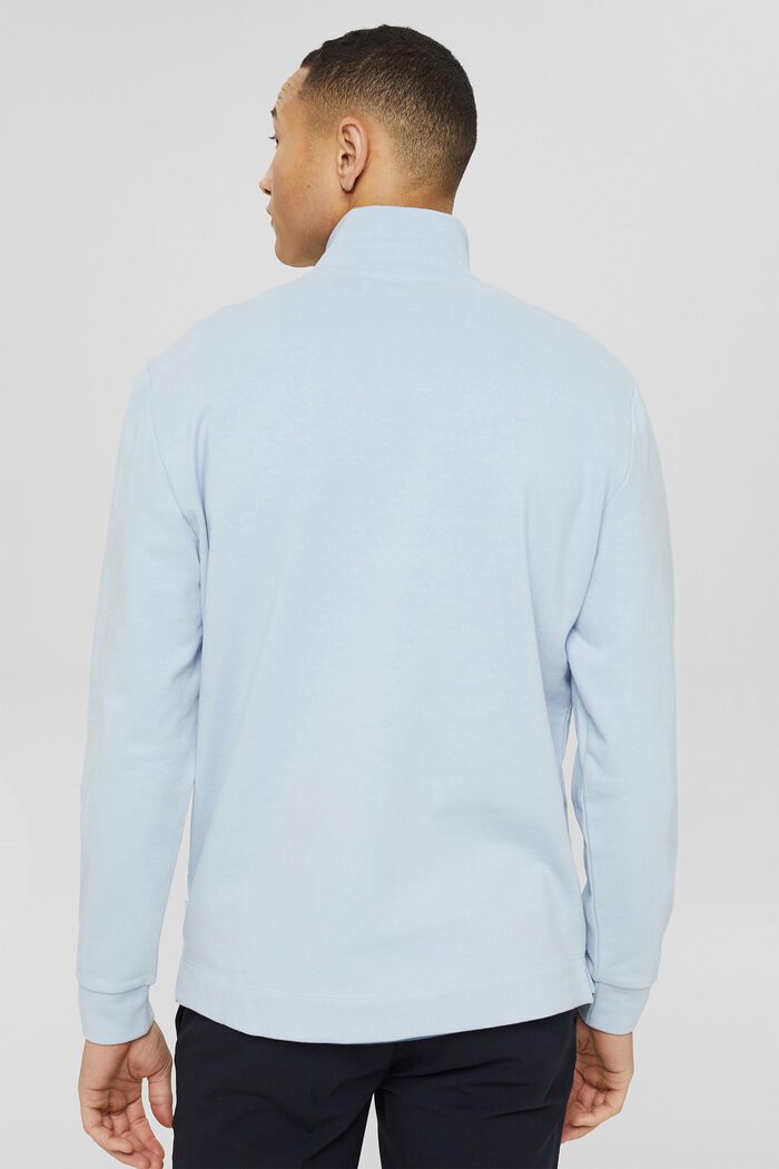 Sudadera de algodón con cremallera en el cuello, PASTEL BLUE, detail image number 3
