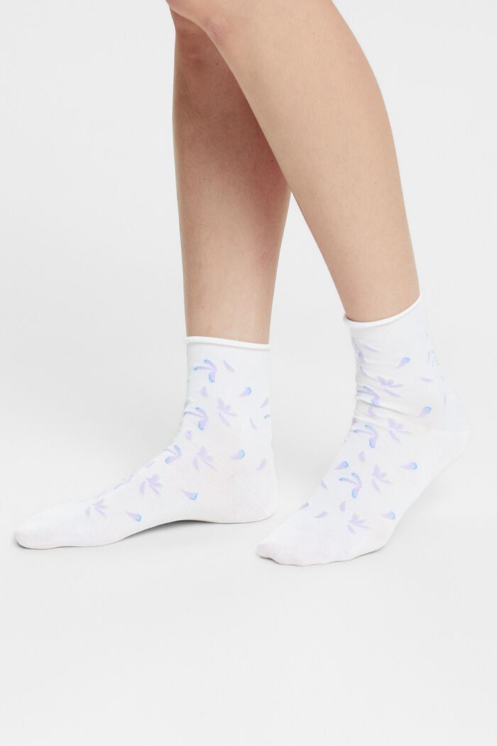 Pack de 2 pares de calcetines de punto estampados, WHITE, detail image number 1