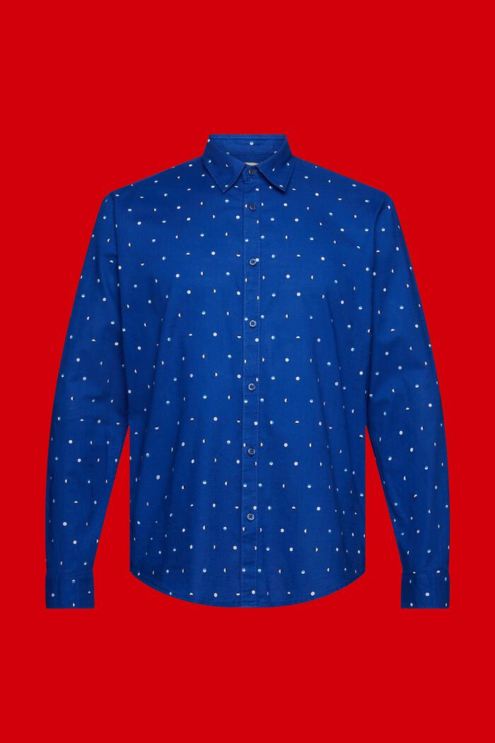 Camisa flameada de algodón con estampado de lunares, INK, detail image number 5