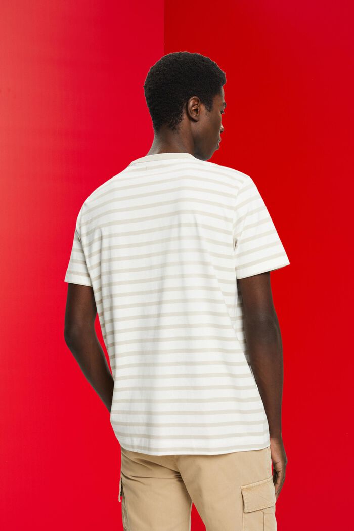 Camiseta con diseño a rayas de algodón sostenible, LIGHT TAUPE, detail image number 3