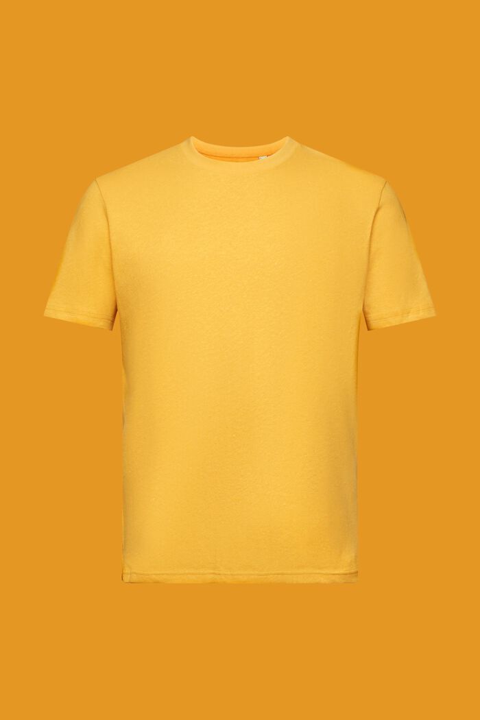 Camiseta de cuello redondo, mezcla de algodón y lino, SUNFLOWER YELLOW, detail image number 6