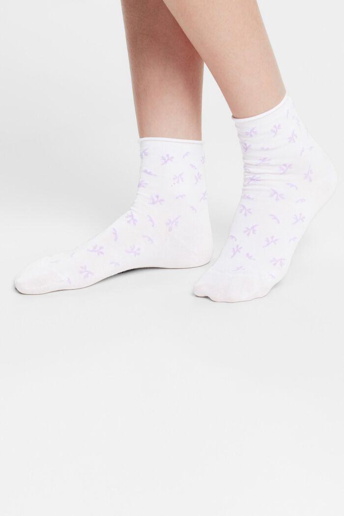 Pack: 2 pares de calcetines de algodón estampados, WHITE/LILAC, detail image number 1