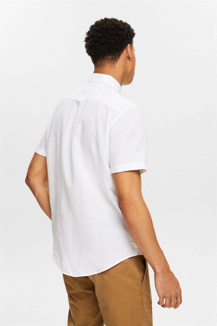 Camisa de manga corta en lino y algodón, WHITE, detail image number 2