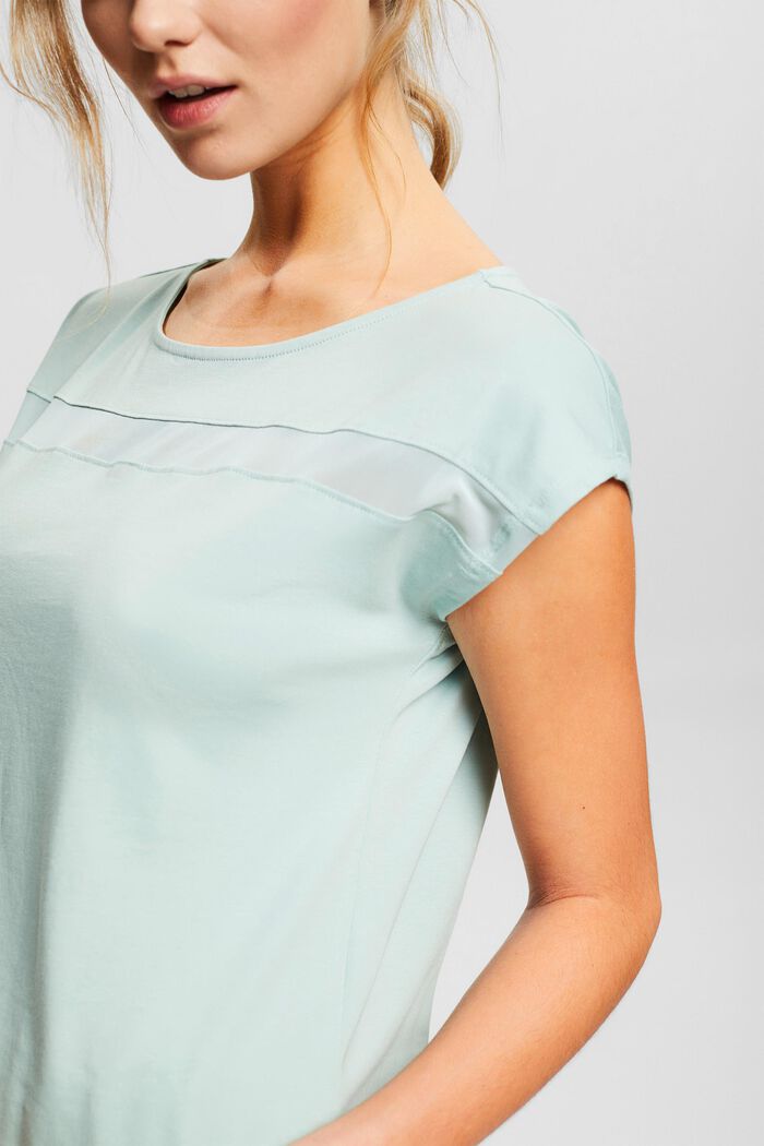 Camiseta deportiva con detalle de malla, algodón ecológico, PASTEL GREEN, detail image number 2