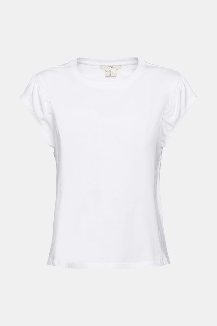 Camiseta con hombros fruncidos, WHITE, overview