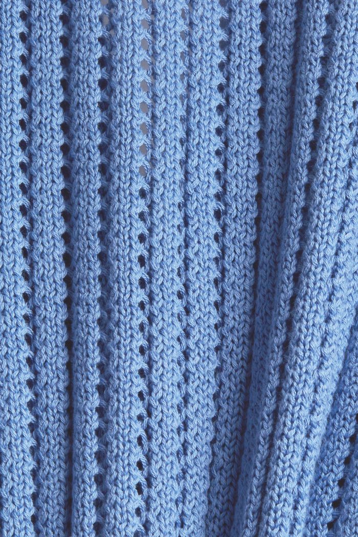 Cárdigan con punto calado, algodón ecológico, LIGHT BLUE LAVENDER, detail image number 4