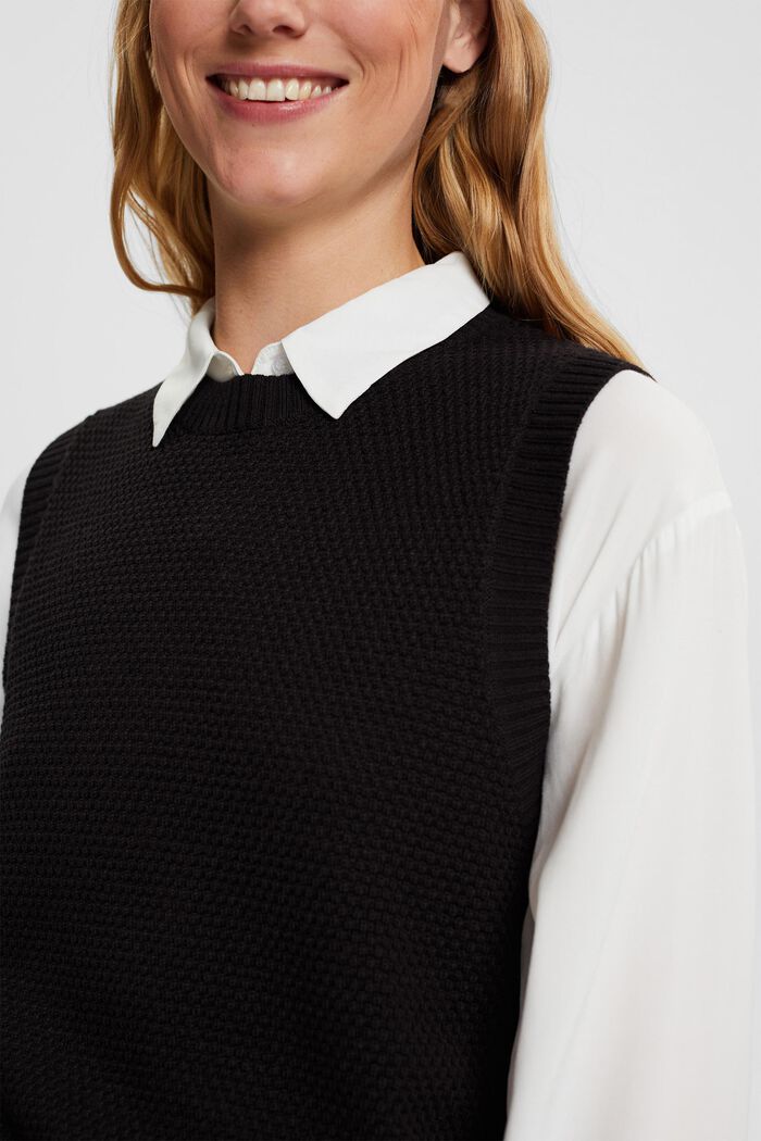 Jersey sin mangas, mezcla de algodón, BLACK, detail image number 0