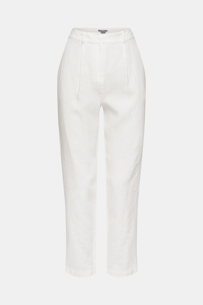 Pantalón en 100% lino, WHITE, detail image number 7