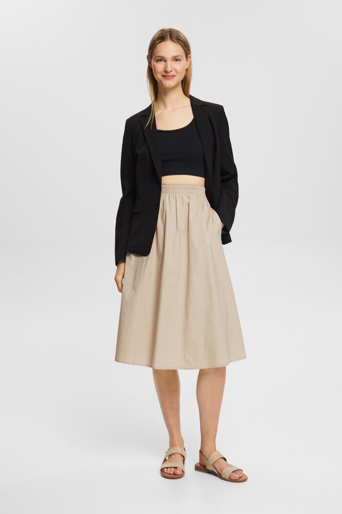 Falda midi con cintura elástica, LIGHT TAUPE, detail image number 0