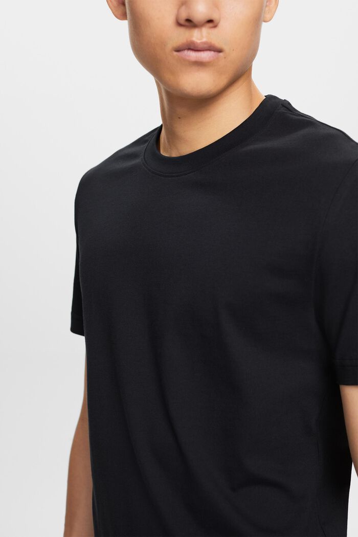 Camiseta de cuello redondo en tejido jersey de algodón Pima, BLACK, detail image number 2