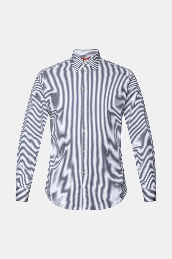 Camiseta de popelina de algodón a rayas, GREY BLUE, detail image number 6