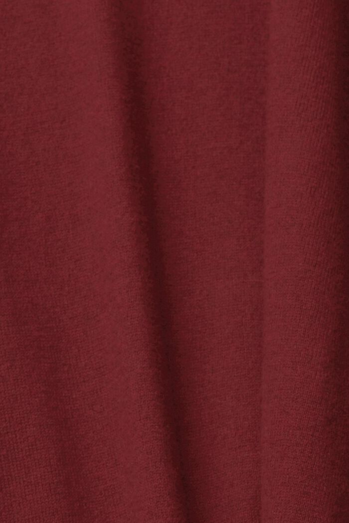 Jersey de punto con cuello redondo y cachemir, DARK RED, detail image number 1