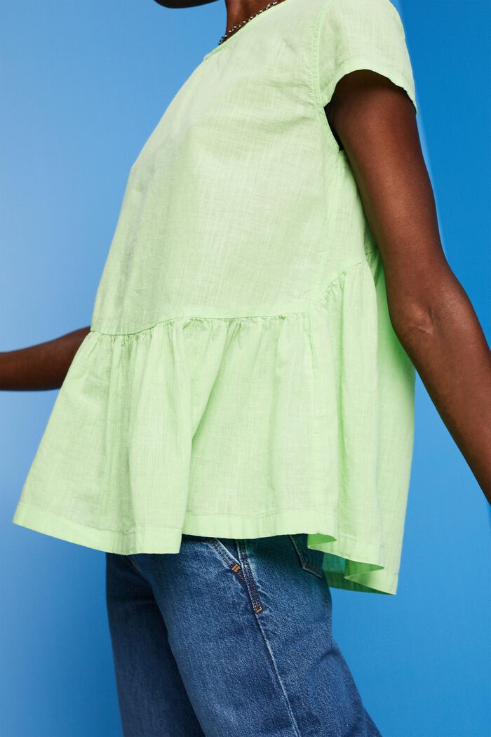 Blusa de algodón sostenible con mangas cortas, CITRUS GREEN, detail image number 4