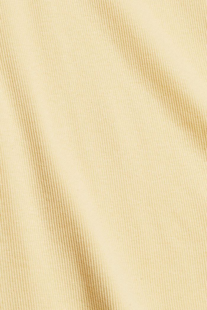 Camiseta acanalada de manga larga confeccionada en una mezcla de algodón ecológico, PASTEL YELLOW, detail image number 4
