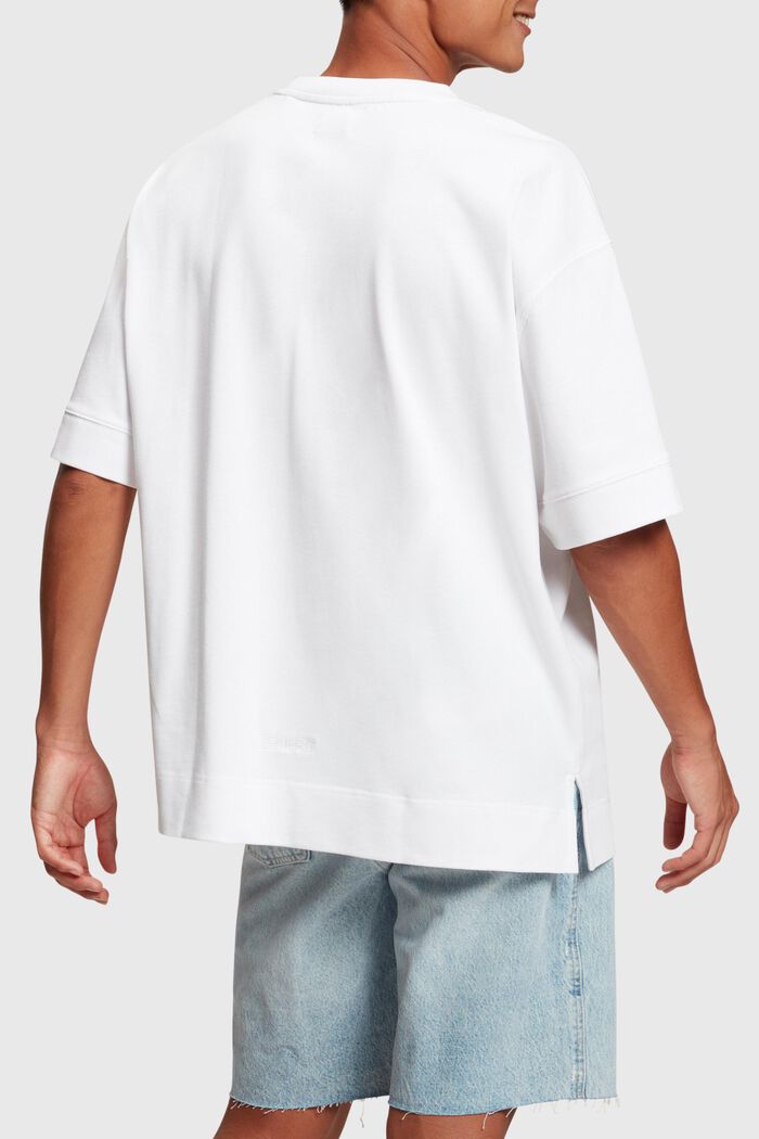 Camiseta con estampado de tejido vaquero índigo, WHITE, detail image number 2