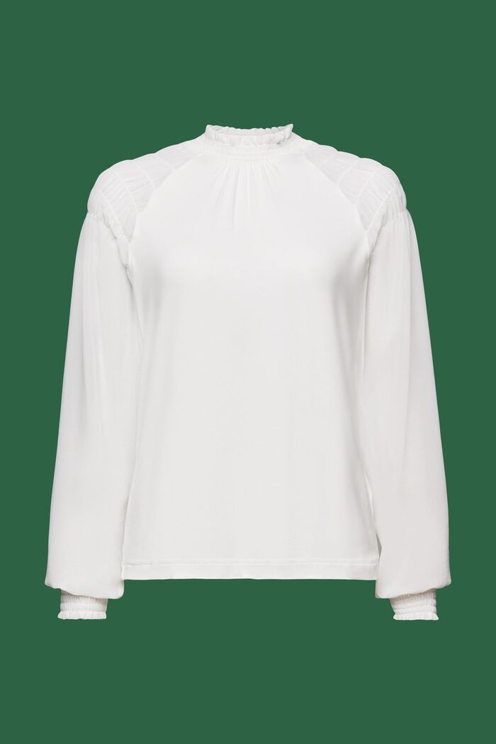 Camiseta de manga larga en diferentes tejidos, OFF WHITE, detail image number 6