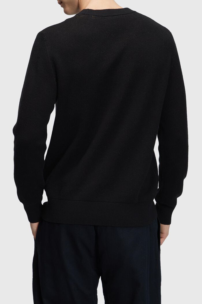 Jersey de cuello redondo con cachemir, BLACK, detail image number 1