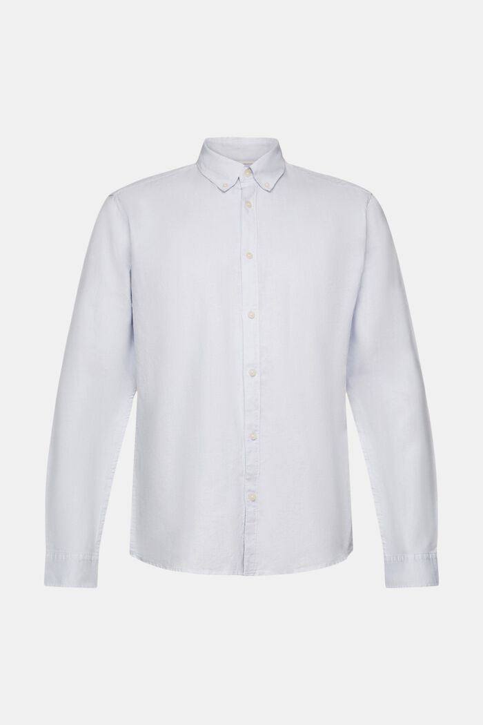 Camisa abotonada en mezcla de algodón y lino, LIGHT BLUE, detail image number 5