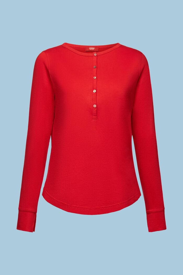Camiseta de algodón con cuello tunecino, DARK RED, detail image number 7