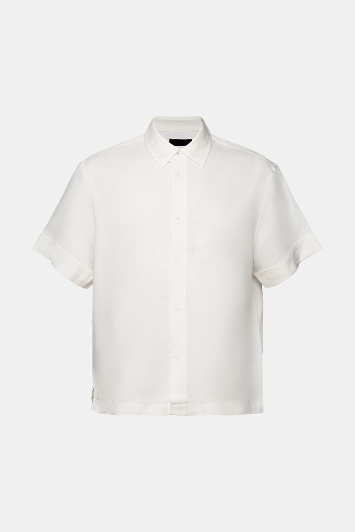 Camiseta de manga corta, mezcla de lino, WHITE, detail image number 5