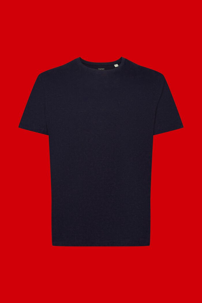 Camiseta de punto, mezcla de algodón y lino, NAVY, detail image number 6