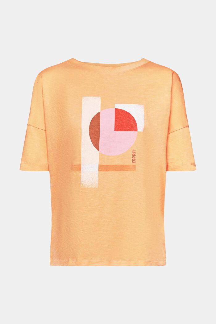 Camiseta de algodón con estampado geométrico, GOLDEN ORANGE, detail image number 6